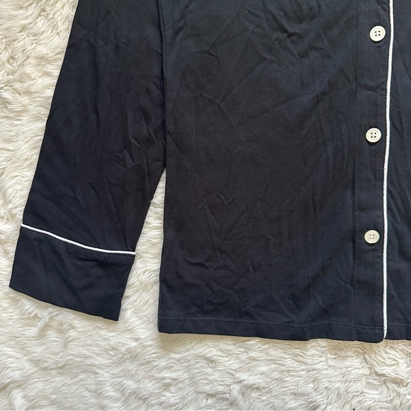 J. Crew Factory Pajama Top Petite Long Sleeve Knit Black White Trim SP NWT New - Picture 5 of 10